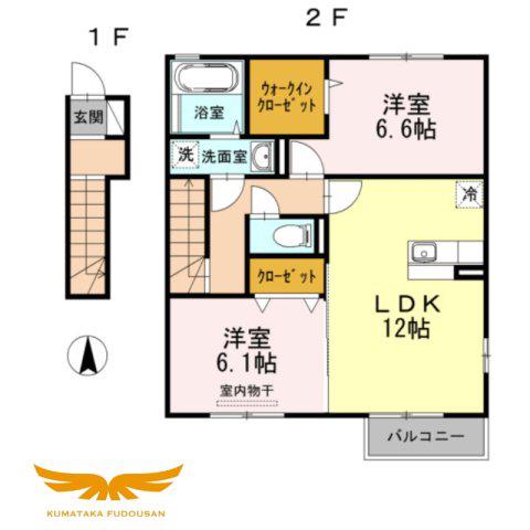 ヴィスキオ M 大江(2LDK/2階)の間取り写真