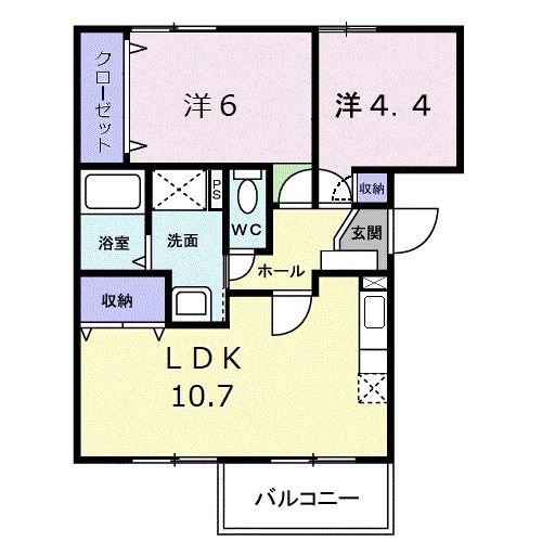リヴィエール宮本I(2LDK/1階)の間取り写真