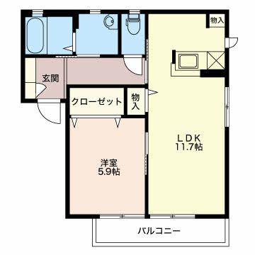ビオ・ガーデン(1LDK/2階)の間取り写真