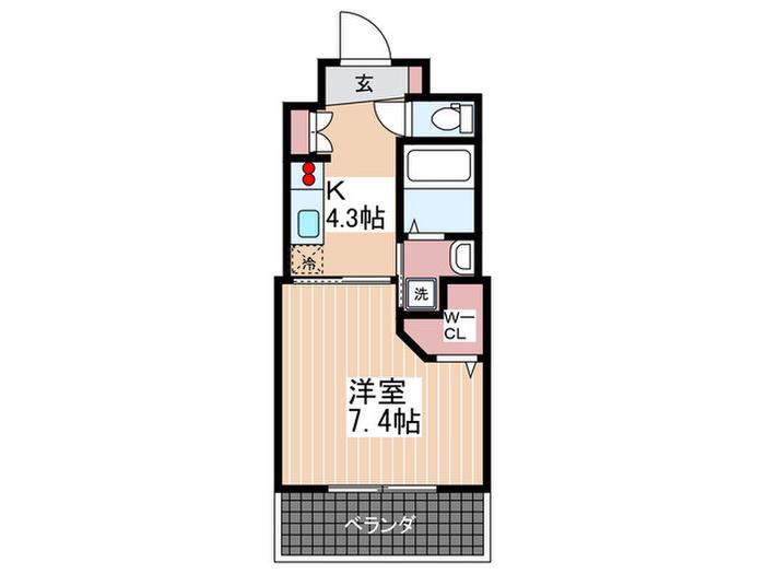 ルービンス観音町(1K/8階)の間取り写真