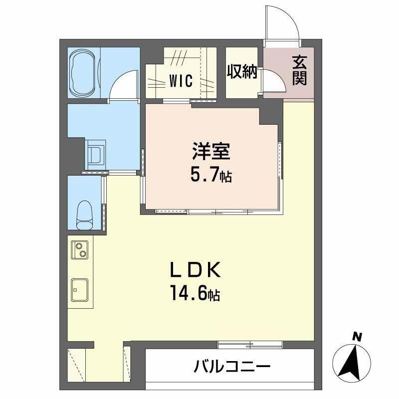 LUANA KAMISUGI(1LDK/2階)の間取り写真