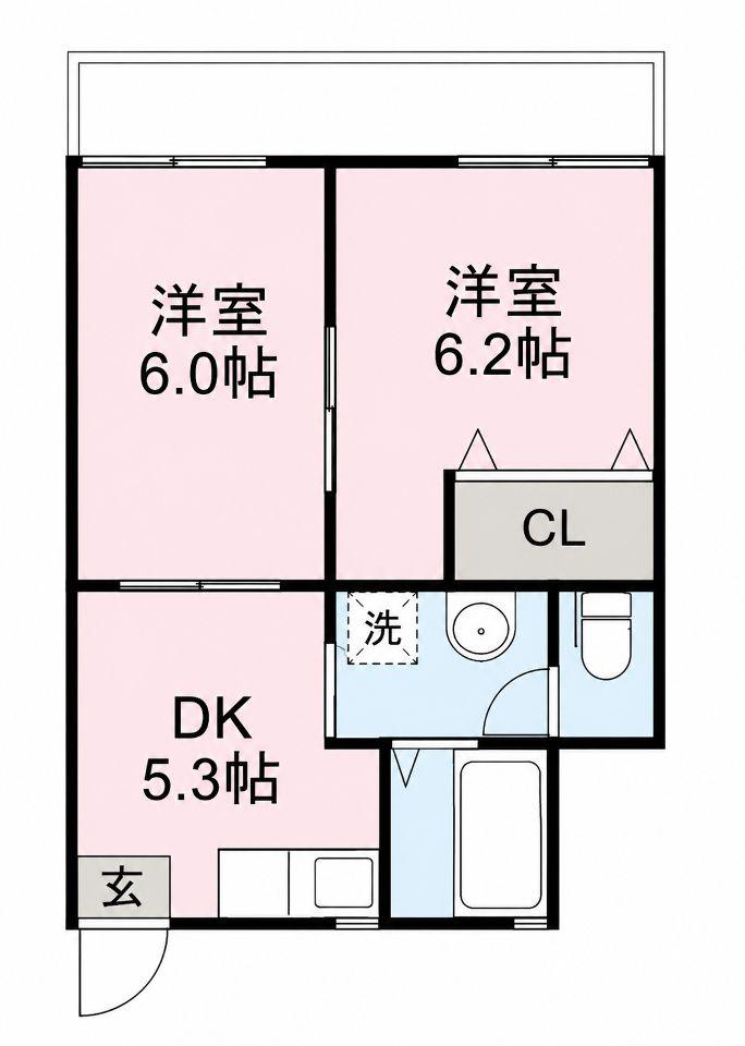 MESE COLLINA(2DK/2階)の間取り写真
