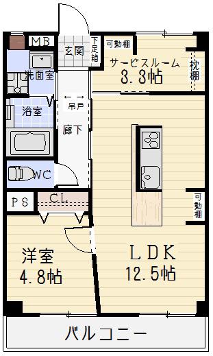 こだまハイツ501(1SLDK/4階)の間取り写真