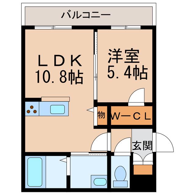 ベレオ和歌山駅東(1LDK/2階)の間取り写真