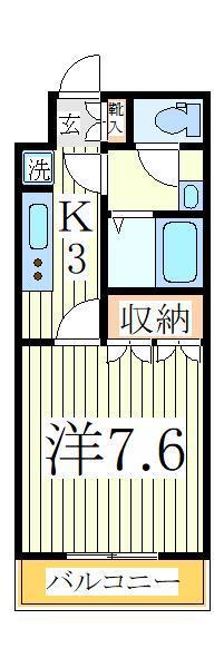 パールストリーム(1K/1階)の間取り写真