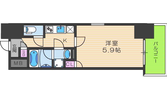 PRIMAVERA MINAMIMORIMACHI(1K/8階)の間取り写真