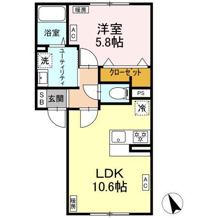 FIRST SKY G(1LDK/2階)の間取り写真