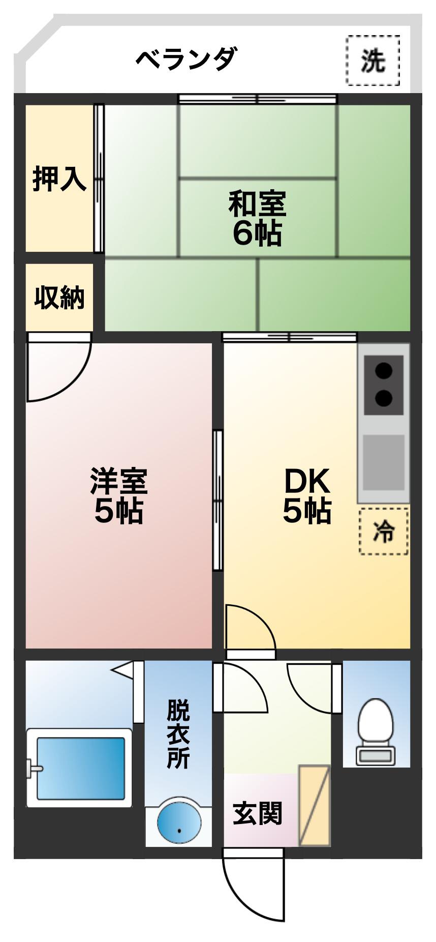 グリーンハイム(2DK/3階)の間取り写真