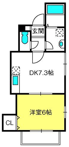 ヒルズベーネ(1DK/1階)の間取り写真