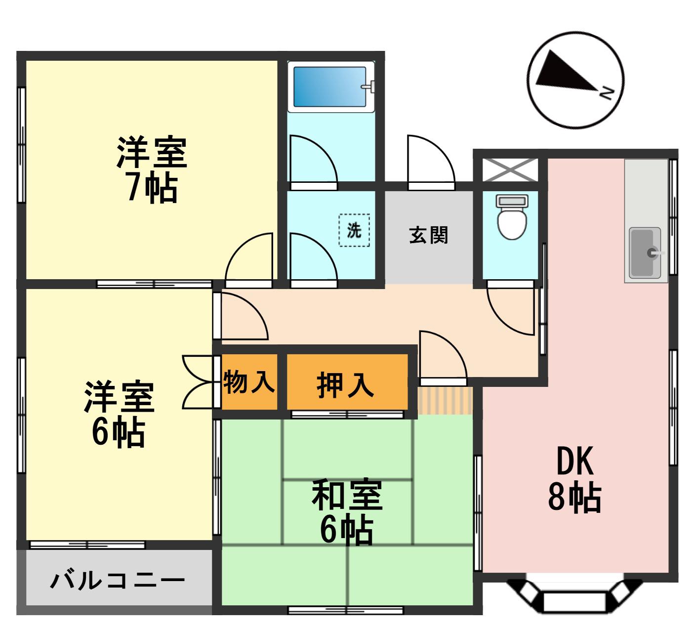 泰ハイツ(3DK/3階)の間取り写真