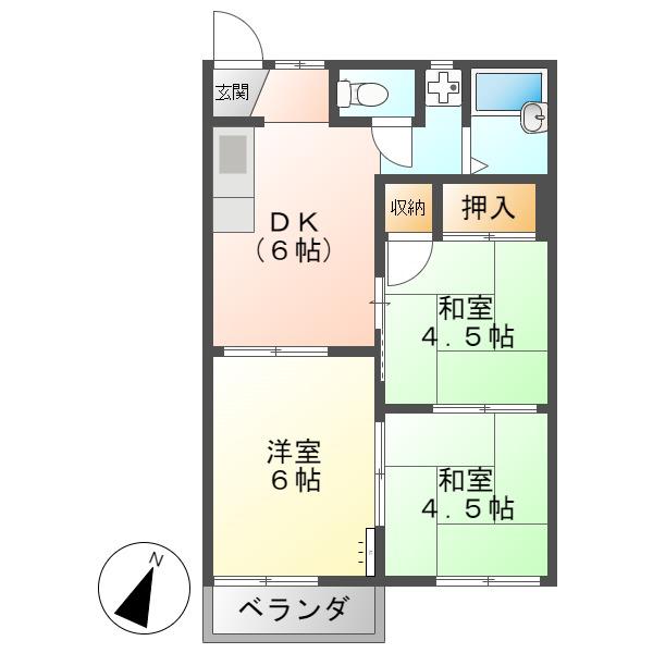 コーポギャラクシーA・B(3DK/2階)の間取り写真