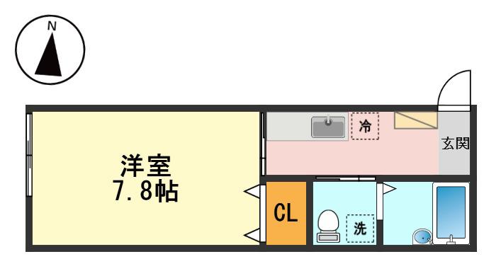 パインヒル8(1K/2階)の間取り写真