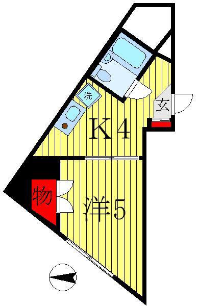 ジュネス北綾瀬(1K/5階)の間取り写真