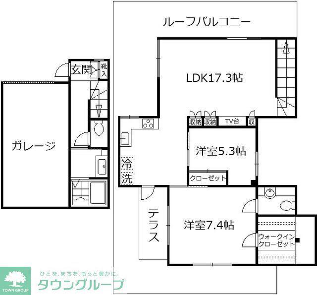 クオーレアカツカ(2LDK/1階)の間取り写真