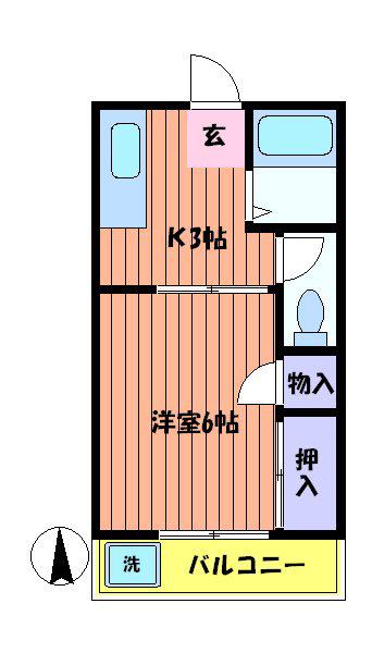メゾン聖武(1K/2階)の間取り写真