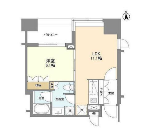 ラサンテ麻布十番(1LDK/5階)の間取り写真