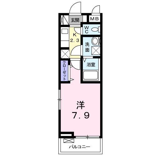 セントジェームスアパ-トメント(1K/2階)の間取り写真
