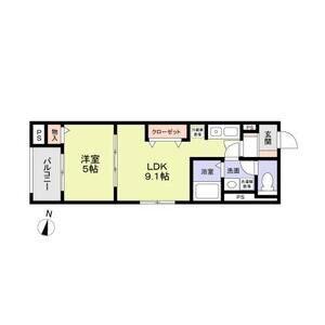 グランヴィル芦屋西(1LDK/4階)の間取り写真