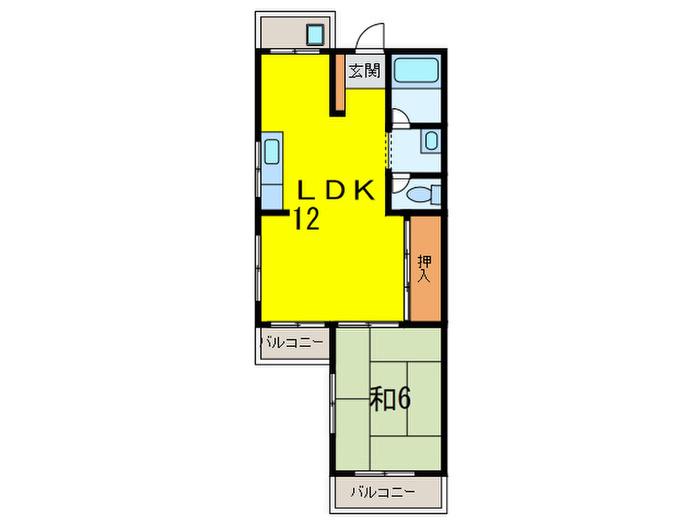 丸人マンション(1LDK/5階)の間取り写真