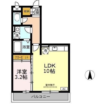 メゾンエスターブレ(1LDK/3階)の間取り写真
