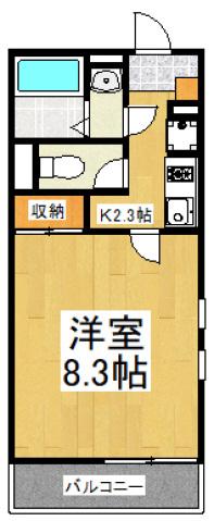 クレイノオールミエール天神(1K/3階)の間取り写真