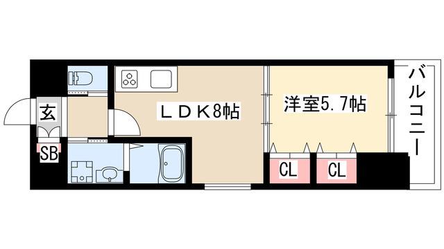 ドゥナーレ東別院(1LDK/3階)の間取り写真