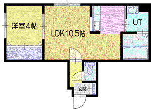 ROSE TERRACE(1LDK/1階)の間取り写真