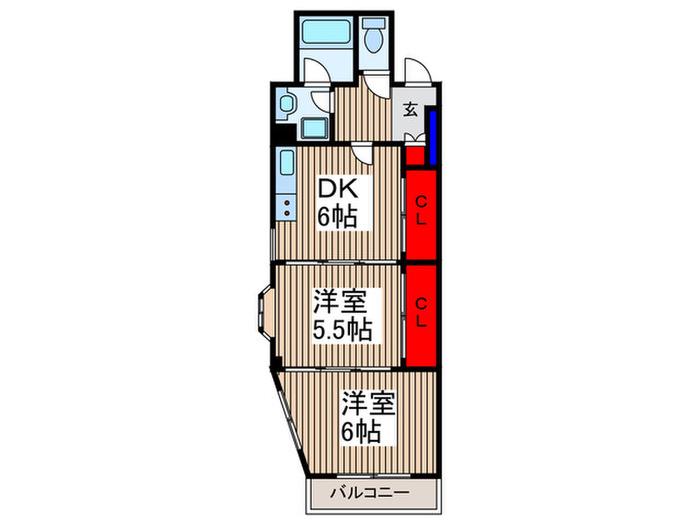 ベルエポック2(2DK/1階)の間取り写真
