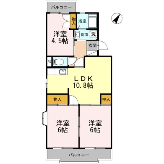 コンフォート鵠沼1(3LDK/1階)の間取り写真