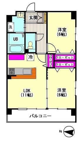 ラフィネブランシュ(2LDK/2階)の間取り写真
