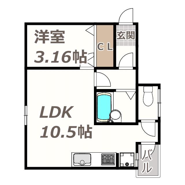 南海高野線 住吉東駅 徒歩4分 2階建 築54年(1LDK/1階)の間取り写真
