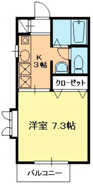 ウォルナッツI(1K/1階)の間取り写真