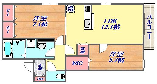 DEAR COURT(2LDK/1階)の間取り写真