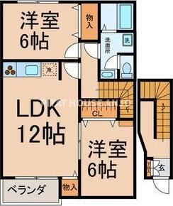 サンジュネス 1(2LDK/2階)の間取り写真