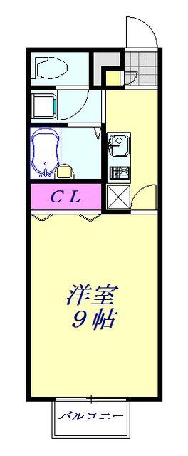 アムールCLEF(1K/2階)の間取り写真