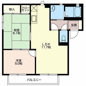 サンハイム B(2LDK/2階)の間取り写真