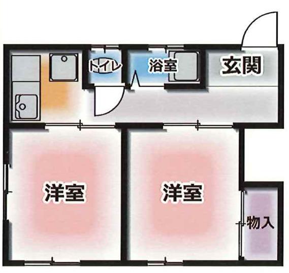 西上橘マンションI(2K/2階)の間取り写真