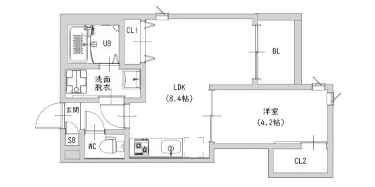 プルーム中原東(1LDK/1階)の間取り写真