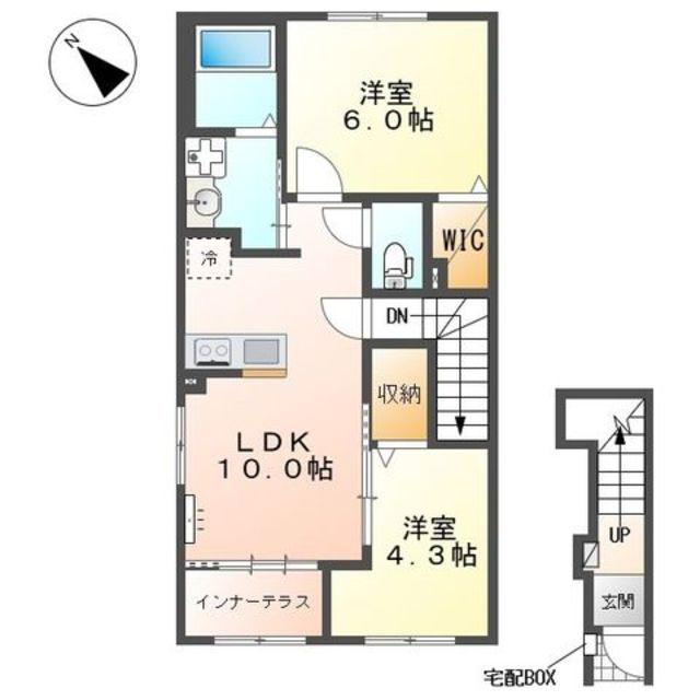 坂戸市千代田 アパートII期工事(2LDK/2階)の間取り写真