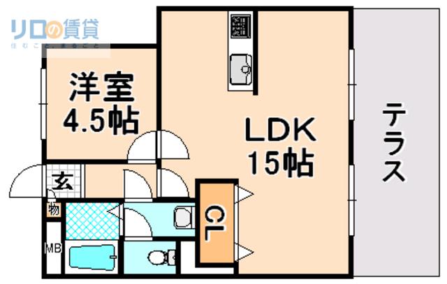 ツインライフ武庫之荘A(1LDK/2階)の間取り写真