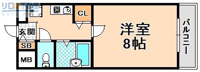 ウエストヒルズFUJIWO(1K/3階)の間取り写真