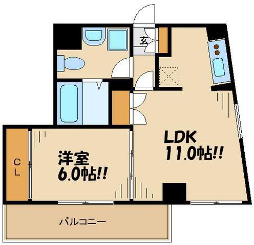 ウェルストーン八幡山(1LDK/3階)の間取り写真