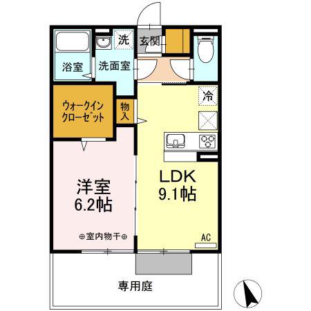 LUCE SERENO(1LDK/1階)の間取り写真