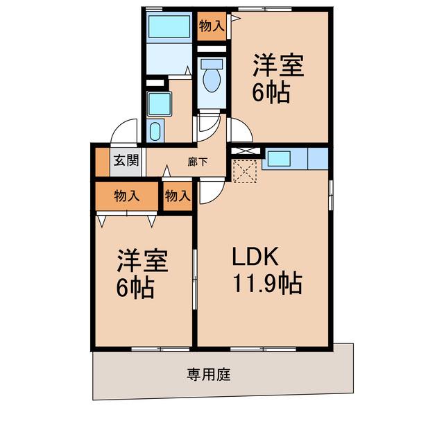 JS254(2LDK/1階)の間取り写真