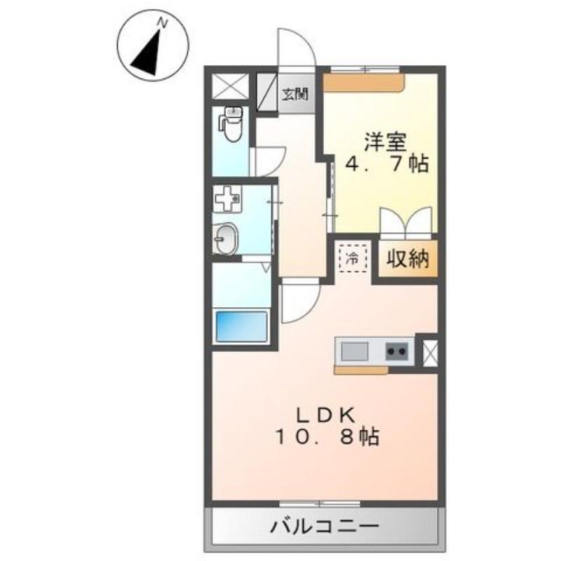 BELLA ACQUA(1LDK/2階)の間取り写真