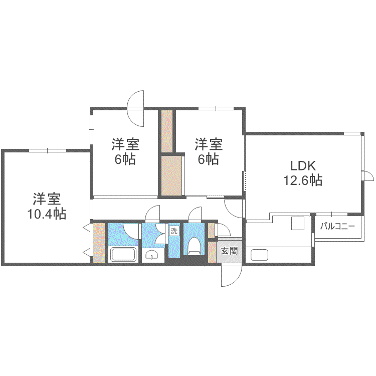 アルファコートV宮の森(3LDK/1階)の間取り写真
