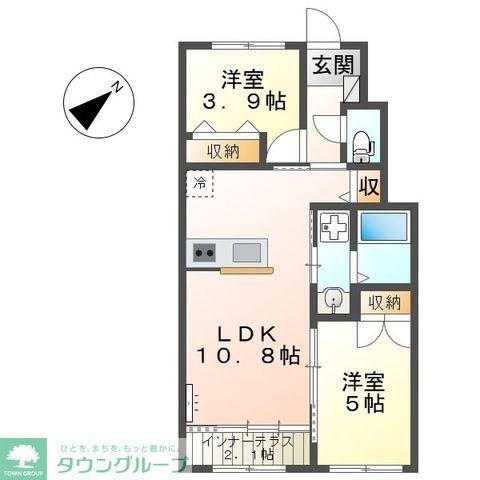藤沢打戻アパート(2LDK/1階)の間取り写真