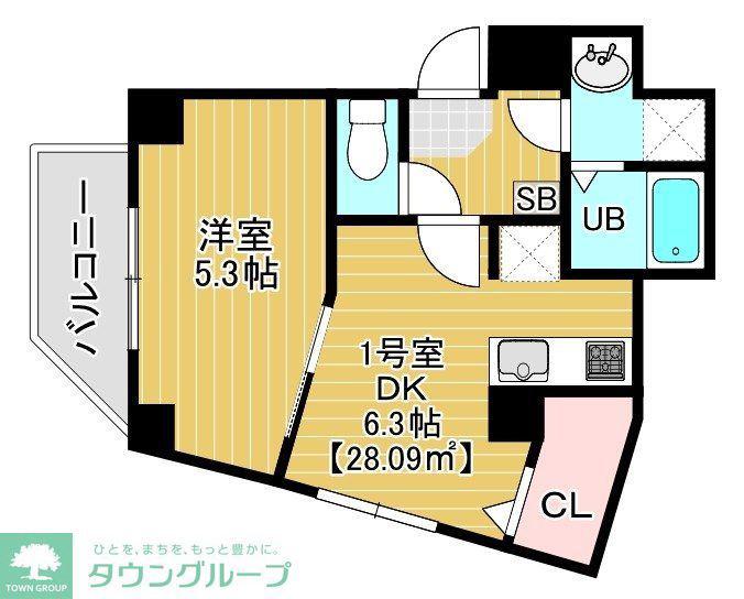 AURORO(1DK/2階)の間取り写真