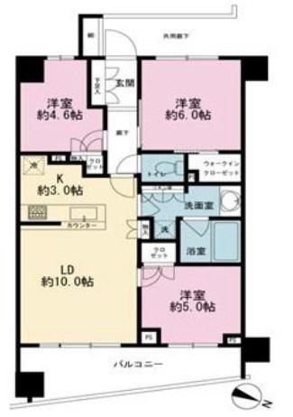 パークナード目黒(3LDK/7階)の間取り写真