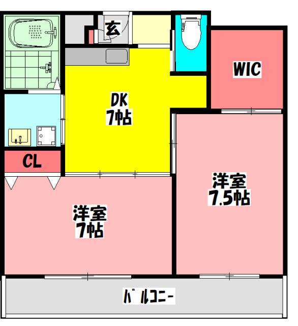 ロイヤルハイツ三喜(2DK/4階)の間取り写真